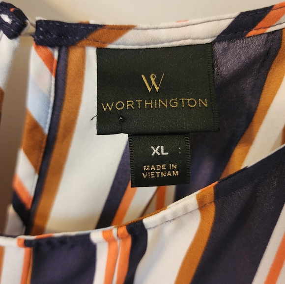 Worthington Multicolored Striped Dressy Tank Top XL - Picture 4 of 5